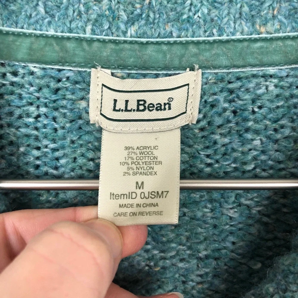 L.L. Bean Wool Blend Cable Knit Cardigan Sweater - Picture 8 of 8